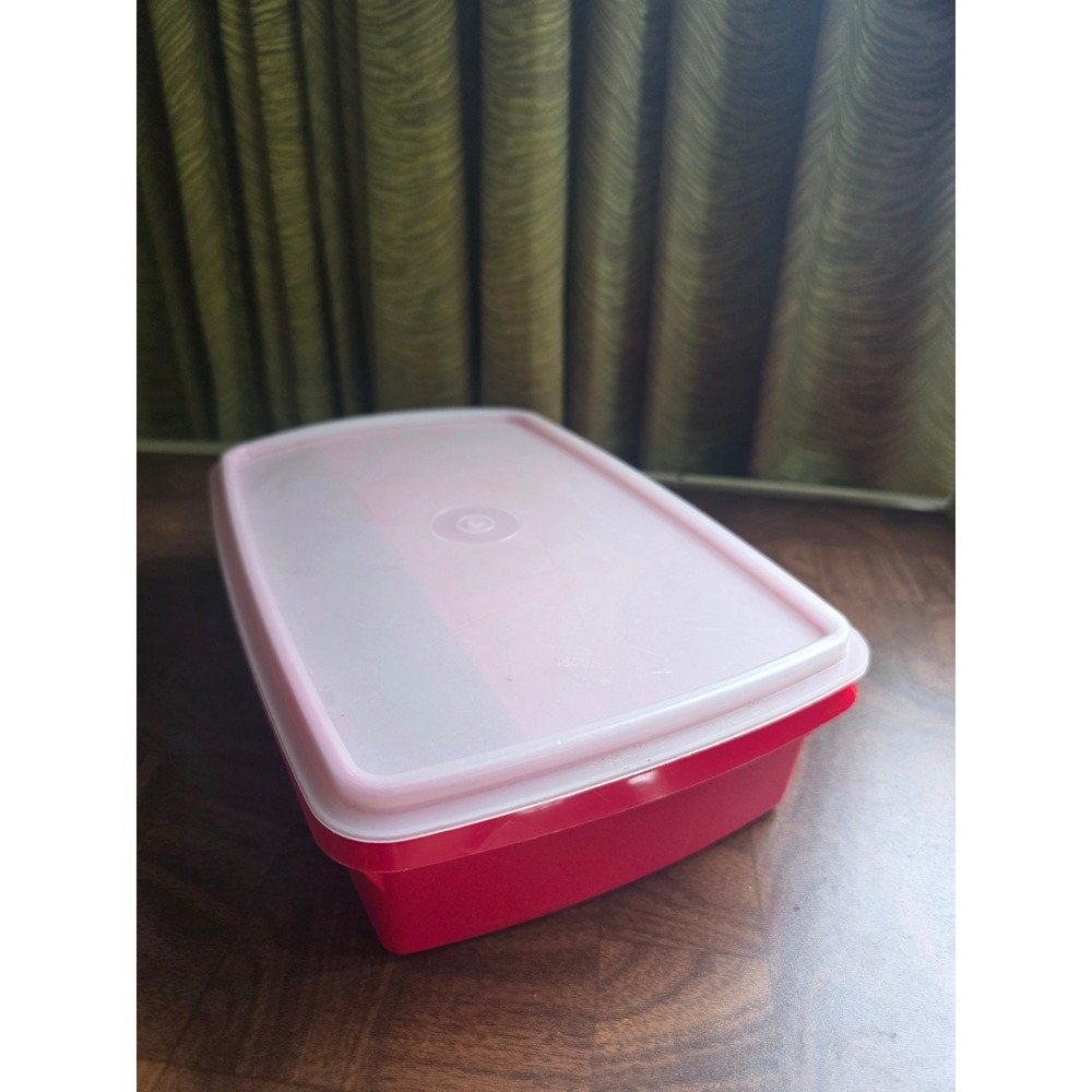 Tupperware 767 Stow N Go Organizer Craft Storage Insert Lid Red Vintage